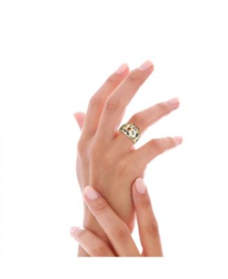 Modern 14K Gold Plated Rainbow Cubic Zirconia Dome Ring