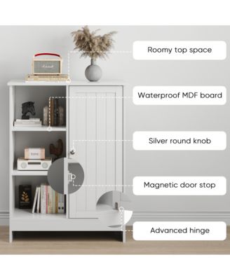 Bathroom Cabinet - Freestanding Storage Cabinet with 1 Cabinet, 3 Open Compartments for Bathroom, Living Room