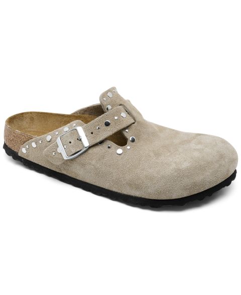 Женские сабо Birkenstock Boston Rivets Suede Leather, цвет: Серо-коричневый