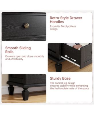 Vintage 6-Drawer Dresser, Tall Wooden Chest with Tapered Legs, Classic Storage Organizer for Bedroom, Living Room