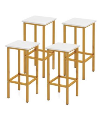 Set of 4 Bar Stool Set 26 Inch Bar Chair with Metal Legs and Footrest