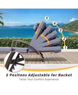 Patio Furniture Outdoor Wicker Chaise Lounge Chair with Arms