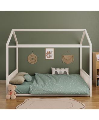 Montessori Metal House Bed Frame, Safety Rails, Kids/Toddlers, Easy Assemble