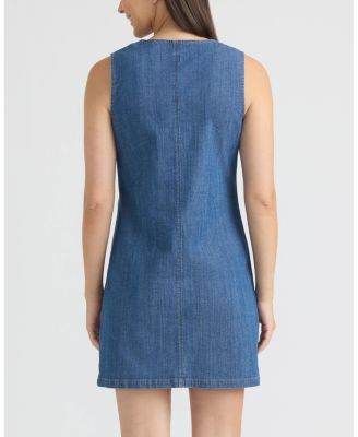 Women's Sleeveless Scallop Button Front Mini Dress