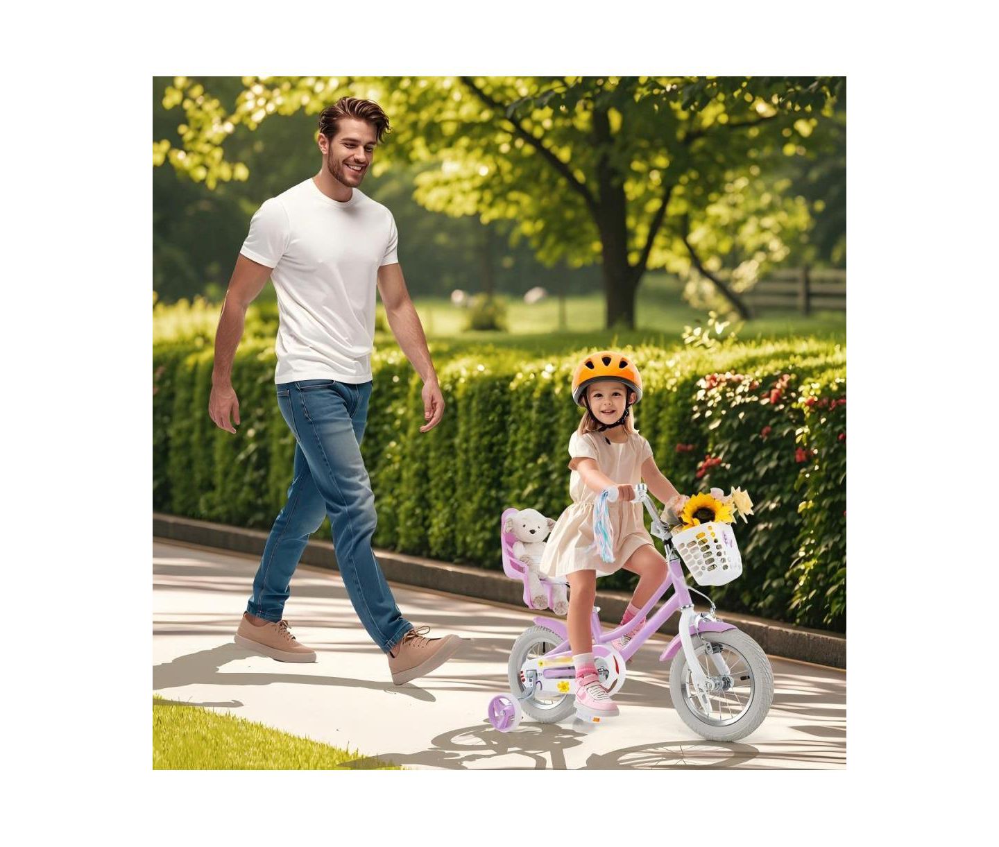 Детская игрушка HONGGE 12-Inch Bike with Doll Seat, Ages 3-8, цвет: Фиолетовый — фото 4