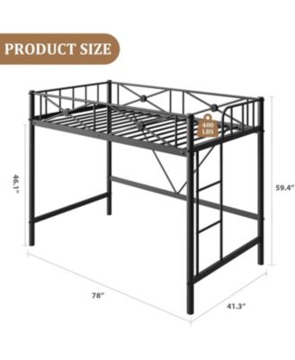 Loft Bed Frame, Heavy Duty Metal with 400 Lbs Weight Capacity, Space-Saving & Noise-Free Design, Industrial Loft Bed