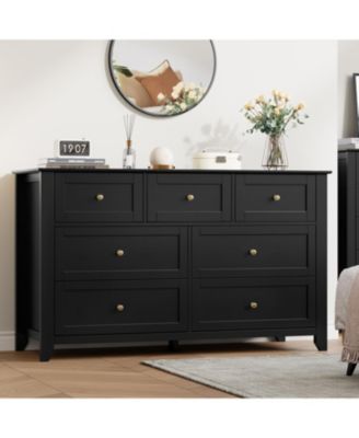 7 Drawer Dresser for Bedroom, 54" Wide Large Dresser with Deep Drawers & Metal Knobs, Modern Wooden Chests of Drawers for Entryway