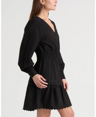Women's Long Sleeve Dress with Flounce Hem