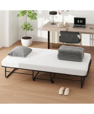 Twin Size Folding Bed with Memory Foam Mattress and Heavy-duty Metal Frame