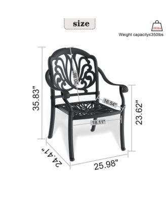 2Pcs Patio Dining Chair Cast Aluminum Chair with Frame and Cushions
