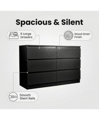 6 Drawer Dresser for Bedroom, Wood Storage Cabinet with Concealed Handles and Deep Drawers, Modern Chest of Drawers for Living Room