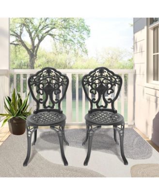 2Pcs Patio Dining Chair Cast Aluminum Bistro Chairs with Frame