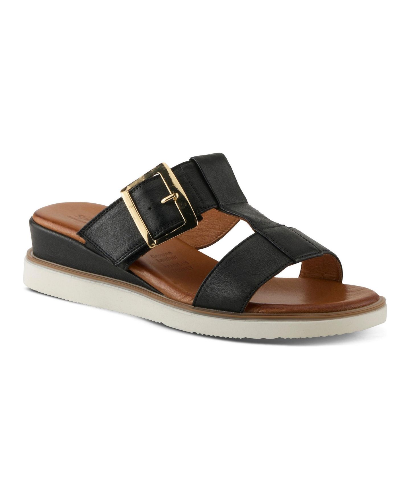 Женские сандалии Spring Step Seaport Wedge Sandal with Leather Upper, цвет: Чёрный — фото 1