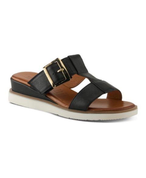 Женские сандалии Spring Step Seaport Wedge Sandal with Leather Upper, цвет: Чёрный