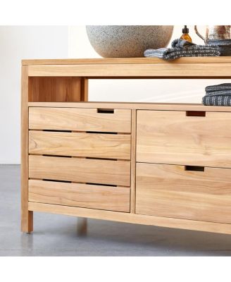 Solid teak wood vanity cabinet wash-stand counterdesign drawers bathroom