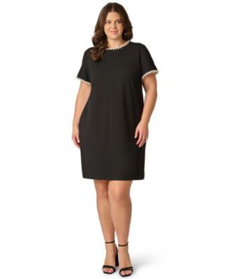 Plus Size Short-Sleeve Crew Neck Short Dress