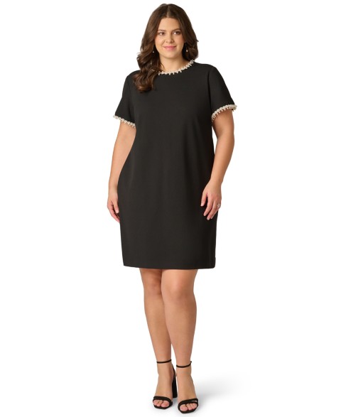 Женские Adrianna Papell Plus Size Short-Sleeve Crew Neck Short Dress