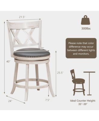 25.5 Inch Hand-Antiqued Stool Set of 2 with Wider Padded Seat