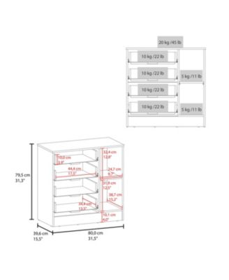 Modern 5 Drawer Dresser Solid Wood Cabinet with Metal Handles for Bedroom Home Office Hallway