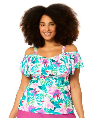 Plus Size Tortuga Bandeau Neck Swim Tankini Top