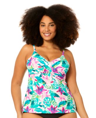 Plus Size Underwire Aries Floral Print Swim Tankini Top