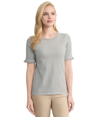 Women's Ruffle Elbow Sleeve Crewneck Top