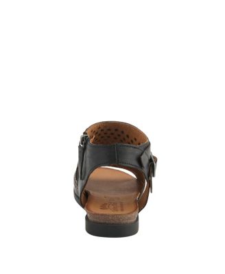 COVINGTON Women's Leather Cut-Out Sandals with Ankle Coverage and Buckle Detail