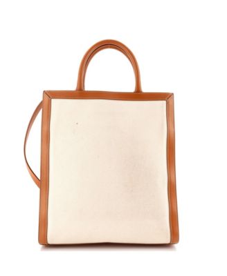 Small Vertical Cabas Tote Canvas with Leather