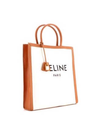 Large Vertical Cabas Tote Canvas with Leather