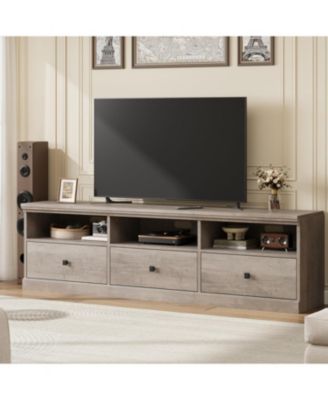 TV Stand for in TV, Entertainment Center with Storage Drawer, Mid-Century Modern TV Console with Open Shelves