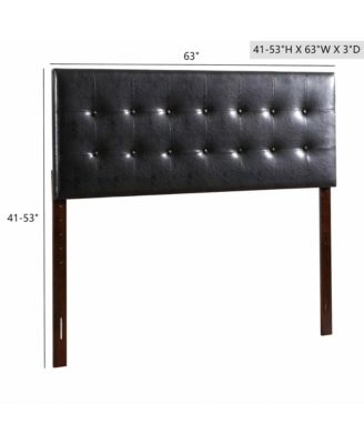 Queen Upholstered Headboard with Faux Jewel Tufting Adjustable Height 41 to 53 inch