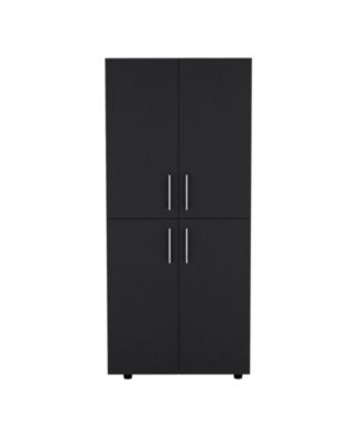 Hazel Armoire Melamine with Two Doors Four Shelves and Two Clothes Hanging Bars Bedroom Storage Organizer