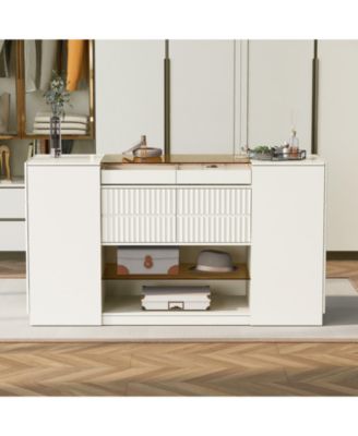 6 Drawer Contemporary Dresser Rolling Cabinet for Bedroom Home Furniture With Spacious Drawers Easy Assembly Durab