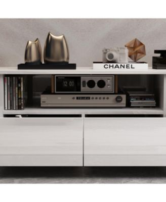 Pc Wood TV Stand, 4 Drawers, Media Console with Light Strip – Entertainment Furniture