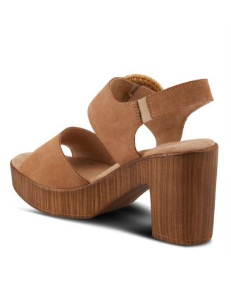 Women's Gamona Ankle-Strap Heeled Sandal with Decorative Buckle - Cork Chunky High Heel