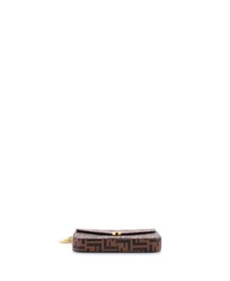 F is Fendi Envelope Clutch on Chain Zucca Embossed Leather