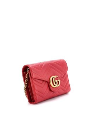 Mini GG Marmont Chain Wallet Matelasse Leather