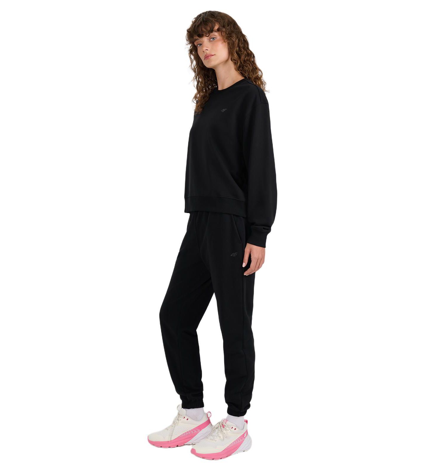 Женское худи 4F Pullover Basic Sweatshirt Without Hood, цвет: Глубокий чёрный — фото 2