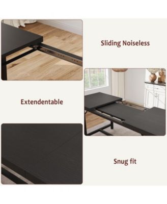 3-Piece 63" Extendable Rectangular Dining Table Set with Metal Frame and 2 Benches