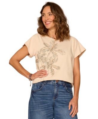 Petite Embroidered Crewneck Boyfriend T-Shirt