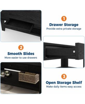 Light Wood Coffee Table with Drawer, 472" Center Table with Storage Shelf, Rustic Coffee Tables Long Living Room Furniture, Sturdy and Easy