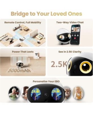 EBO Air 2S Smart Companion Robot with 2.5K Camera, Two-Way Audio & Night Vision