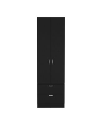 76inch Armoire with 2 Drawers Double Door Cabinet 1 Shelf Hanging Rod