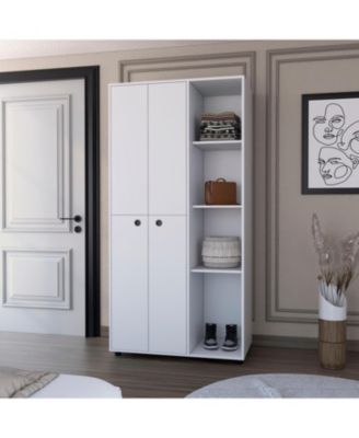 Bethel Armoire Closet with 1 Drawer 2 Hanging Rods Storage Cabinets