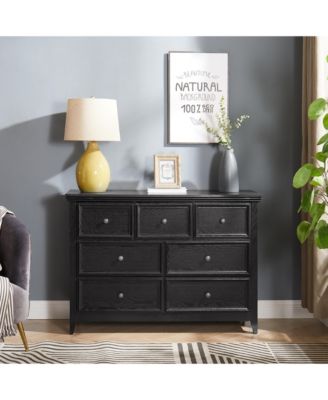 Spacious 7 Drawer Dresser Modern Cabinet with Wide Slides for Living Room Bedroom Organization