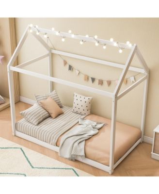 Wooden House Bed Pine Wood MDF Low Height Safe For Kids