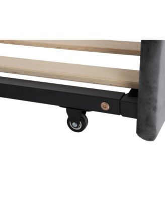 Upholstered Daybed With Trundle And USB Charging Dark No Box Spring