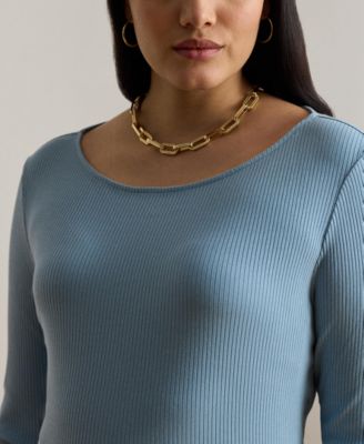 Plus Size Rib-Knit Boatneck T-Shirt