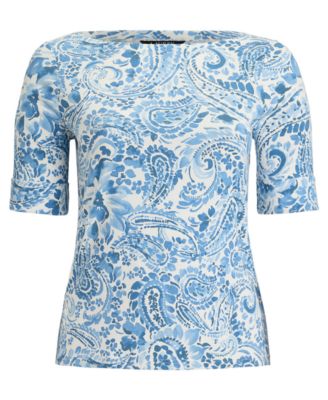 Plus Size Paisley Stretch Boatneck T-Shirt