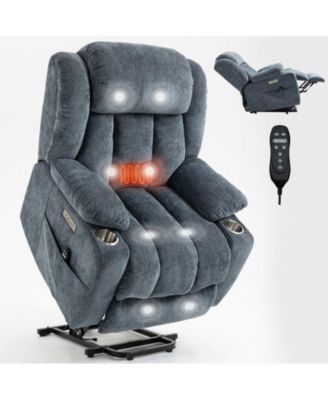 Recliner Chair with 8-Point Vibration Massage and Lumbar Heating, USB and Type-C Ports, Stainless Steel Cup Holders